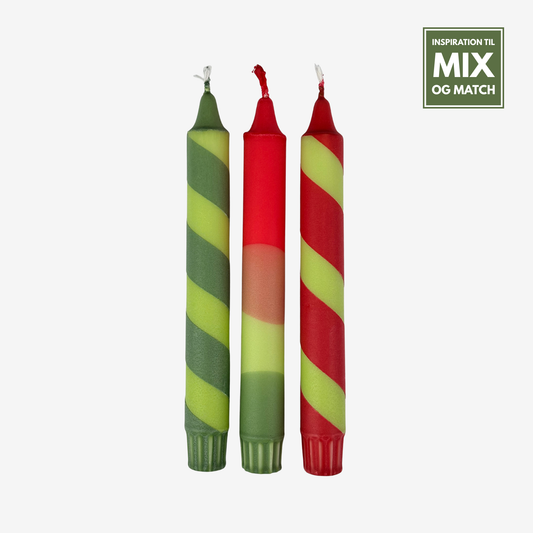 Grøn / Lime stribet stearinlys