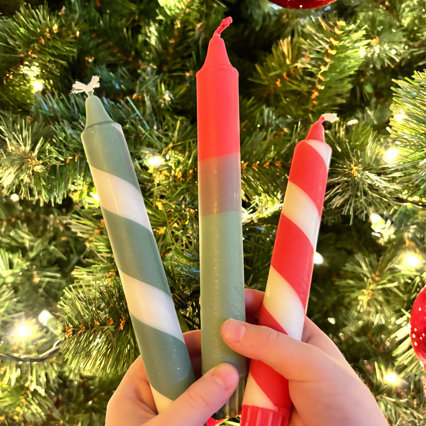 Grøn / Rød stearinlys