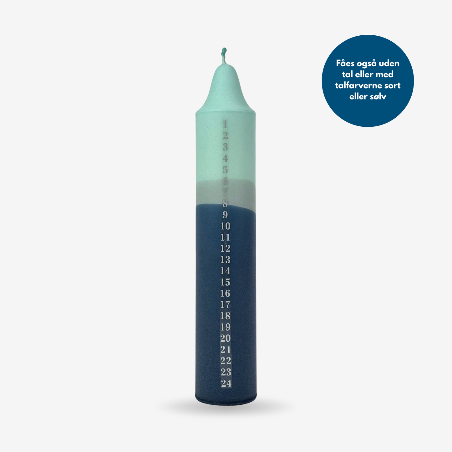 Mint / Blå kalenderlys med sølv tal
