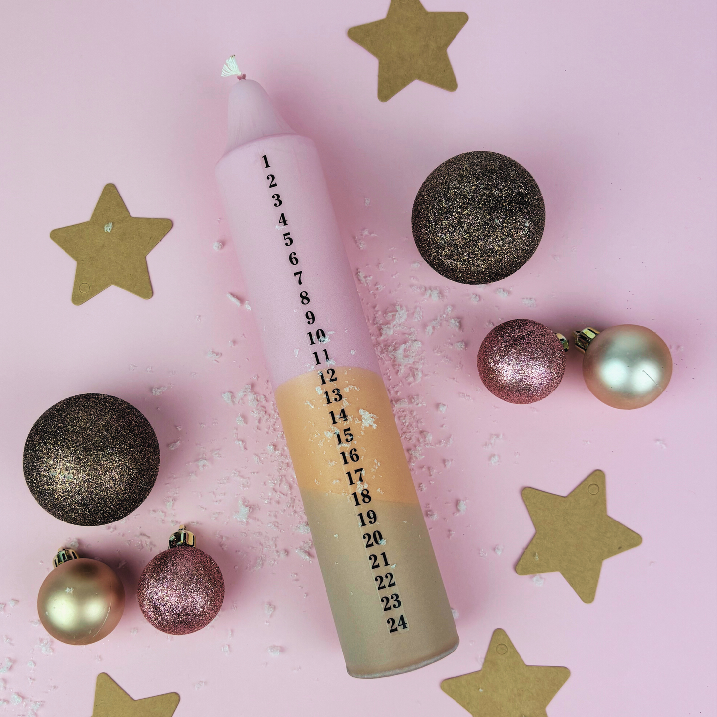 Brun / Beige / rosa kalenderlys med sort tal