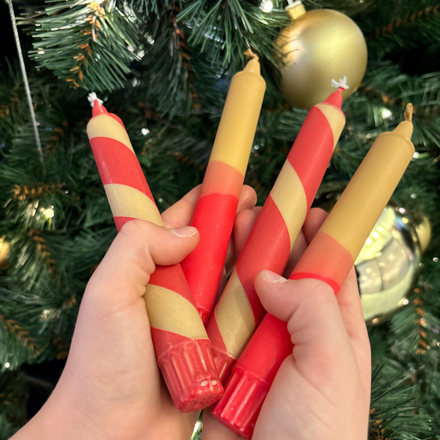 Brun / Rød stribet stearinlys